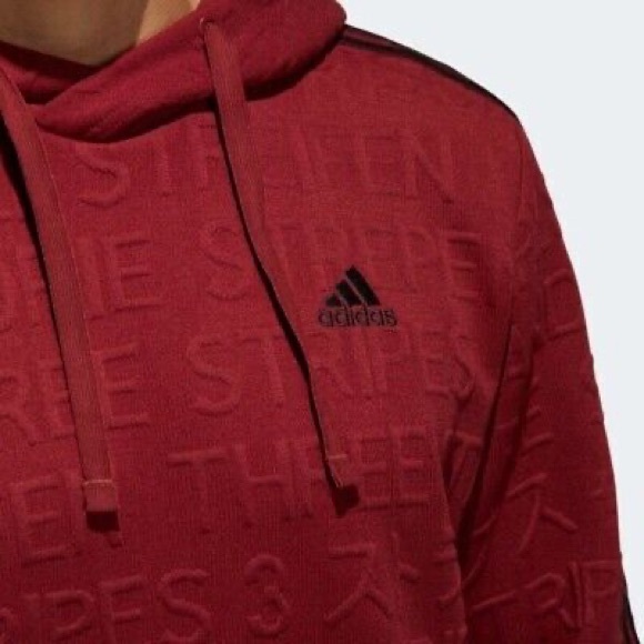 Adidas Men's Typography Tonal-Print Track Hoodie Sweatshirt Brick Red Size XL - Picture 4 of 14